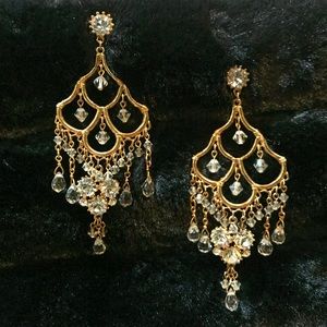 Gold Chandelier Swarovski Crystal Earrings